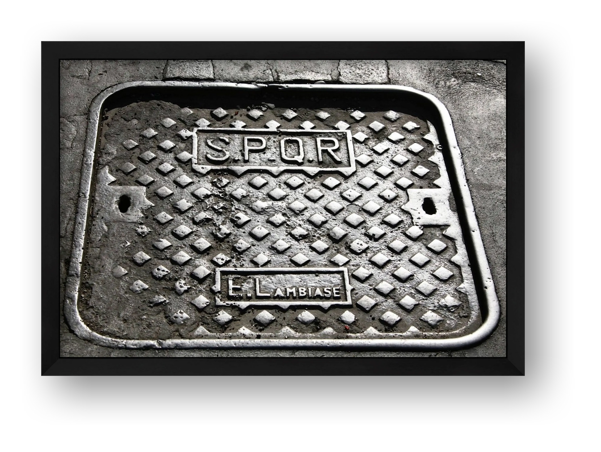 SPQR Roman Manhole Cover — framed