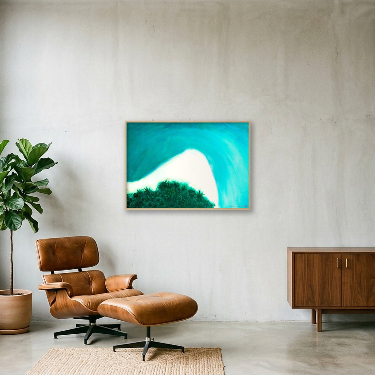Tropical Seascape No.1 — 100×70cm, 39×28" Oak Frame