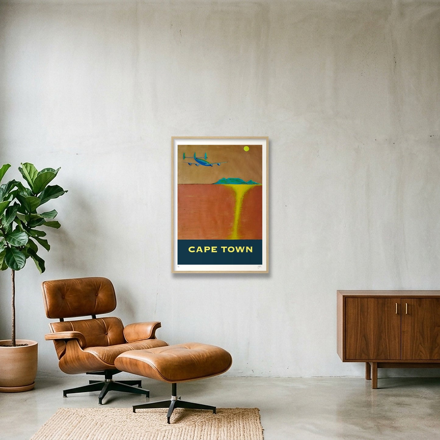 Cape Town - a Golden-Age-of-AIr-Travel Destination — 59×84cm, 23×33" Oak Frame
